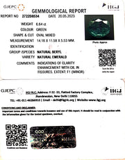 6.64/CT Natural Panna Stone with Govt. Lab Certificate (23310)